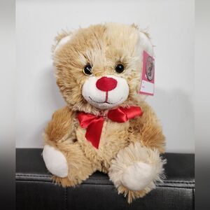 Nwt Chocolate Scented  Teddy Bear Plush with Red Bow Stuffed Animal 10"